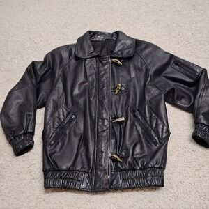 Vtg Maison Blanche Jacket Mens S Black Toggle Gothic Leather Bomber Emo Goth 80s